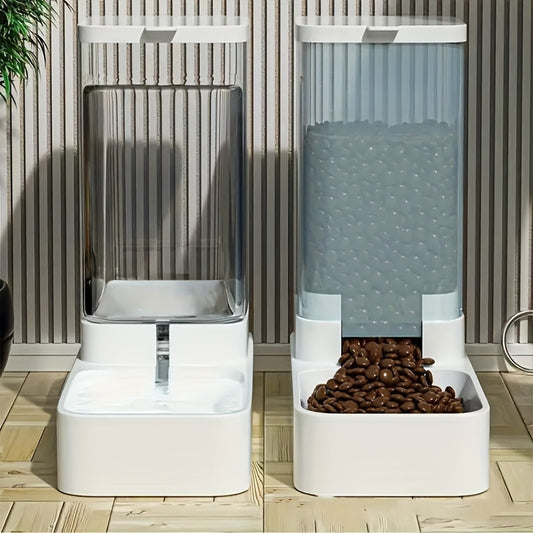 1pc/2pcsAutomatic Pet Feeder And Water Dispenser for Dogs & Cats - Gravity-Fed, Non-Electric, Durable Plastic